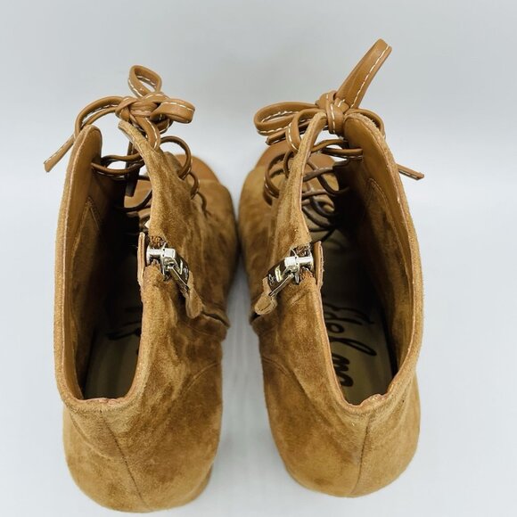 Sam Edelman Shoes Womens Size 6 M Brown Yvie Leather Booties Block Heels Lace Up - Picture 8 of 11